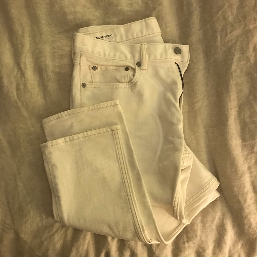 Men’s White Denim Jeans - Banana Republic - Slim Fit 32x32